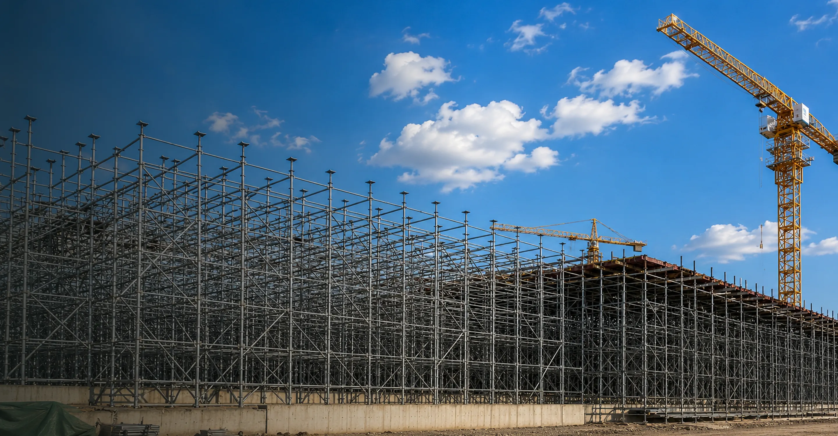 Modular scaffolding at a large industrial construction site