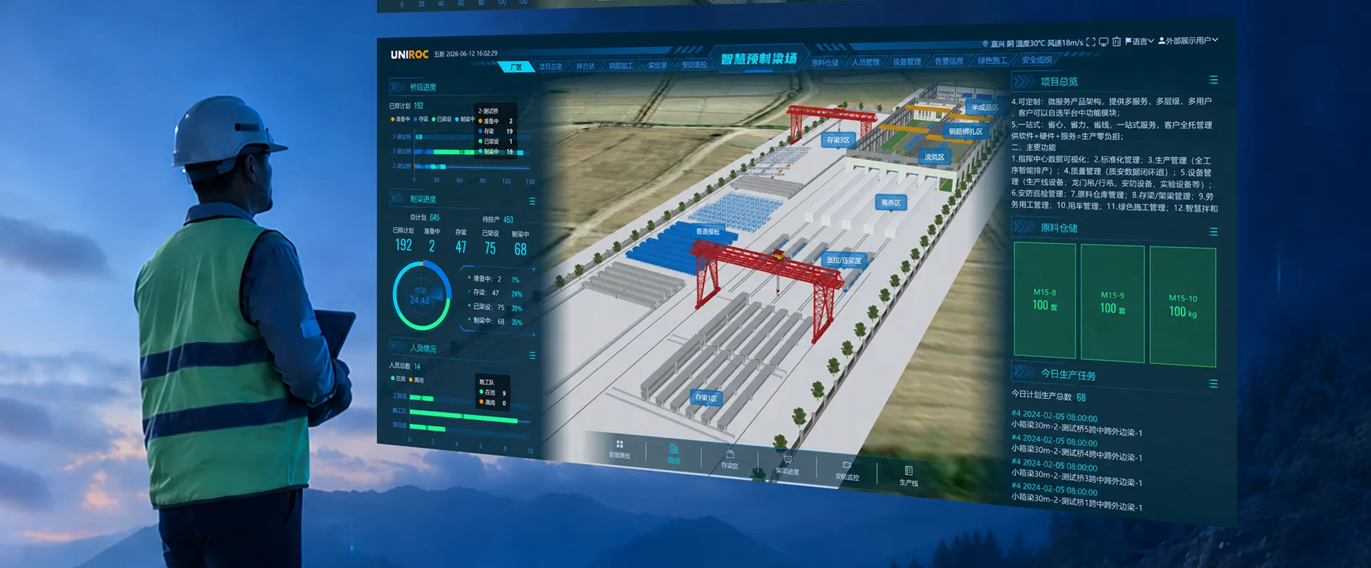 Container terminal with rows of red gantry cranes for shipyards