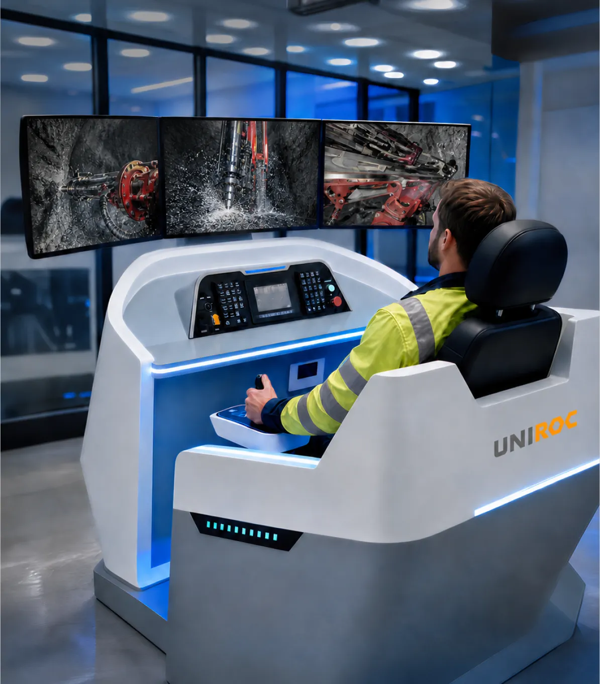 Operator controlling a remote intelligent construction system